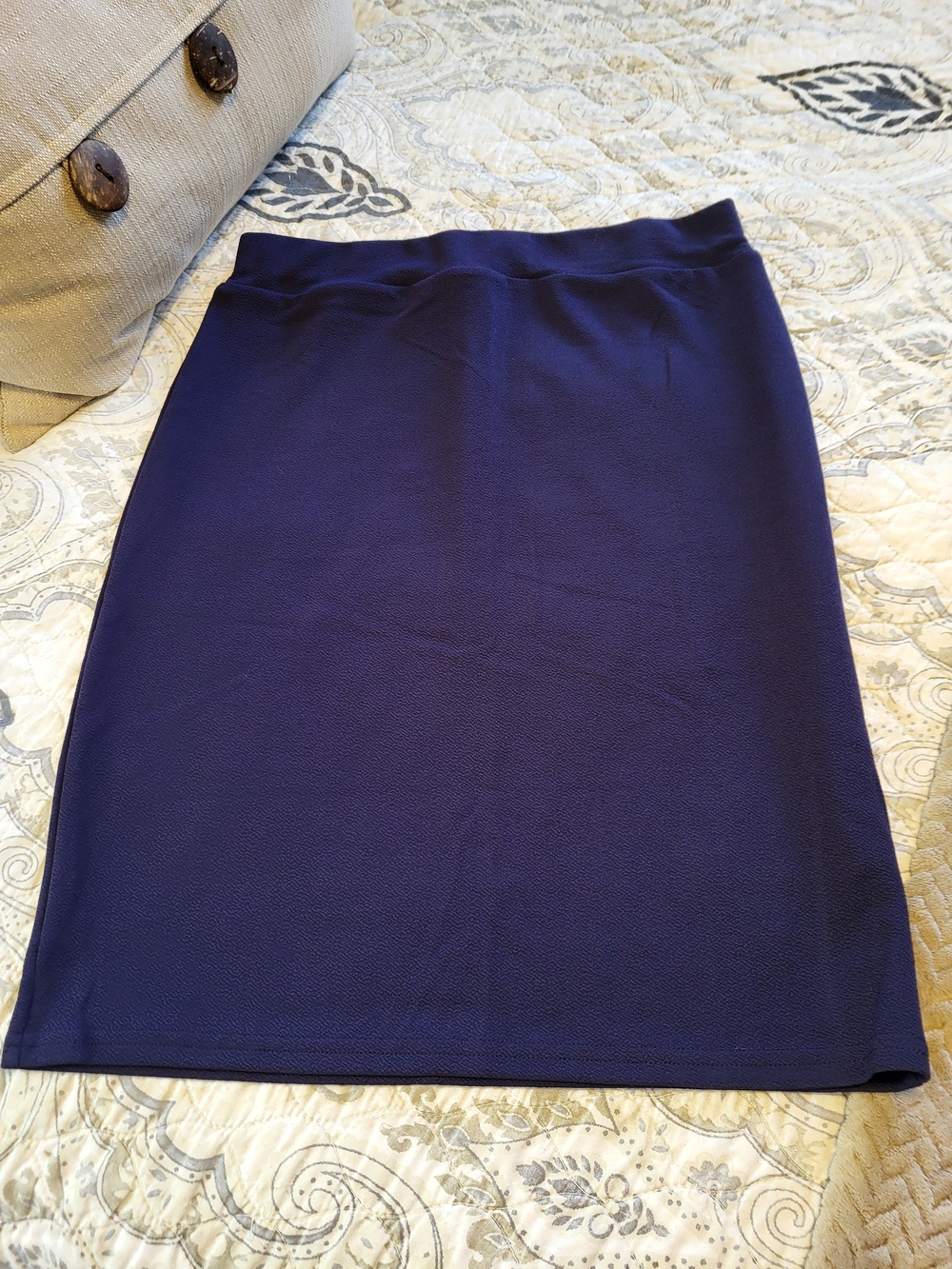 Classic Navy Pencil Skirt - Women's Tailored Knit